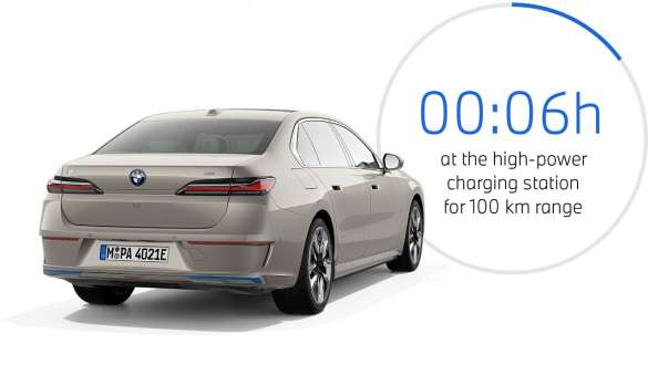 BMW i7 xDrive60 G70 2022 Vue de trois quarts arrière avec graphisme pour la durée de recharge BMW i7 xDrive60 G70 2022 Vue de trois quarts arrière avec graphisme pour la durée de recharge