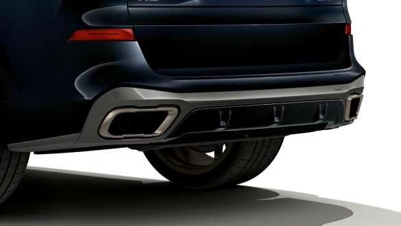 Sorties d’échappement et diffuseur arrière de la BMW X5 M50d Sorties d’échappement et diffuseur arrière, BMW X5 M50d en Carbonschwarz metallic G05