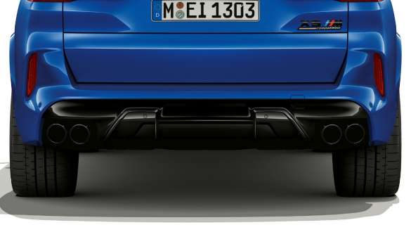 Système d'échappement M sport de la BMW X5 M Competition Système d’échappement M sport, BMW X5 M Competition en Marina Bay Blau metallic, F95, vue arrière