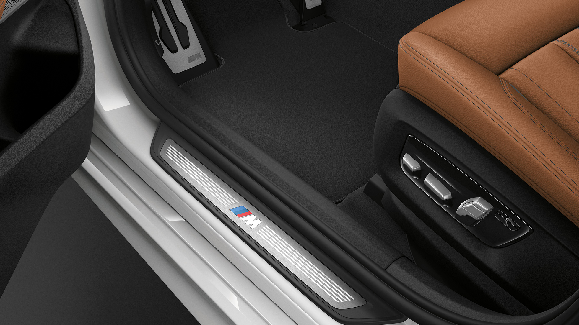 BMW Série 6 Gran Turismo G32 Kit M Sport seuils de portes arrière BMW Série 6 Gran Turismo G32 2017 Kit M Sport Mineralweiß metallic seuils de porte