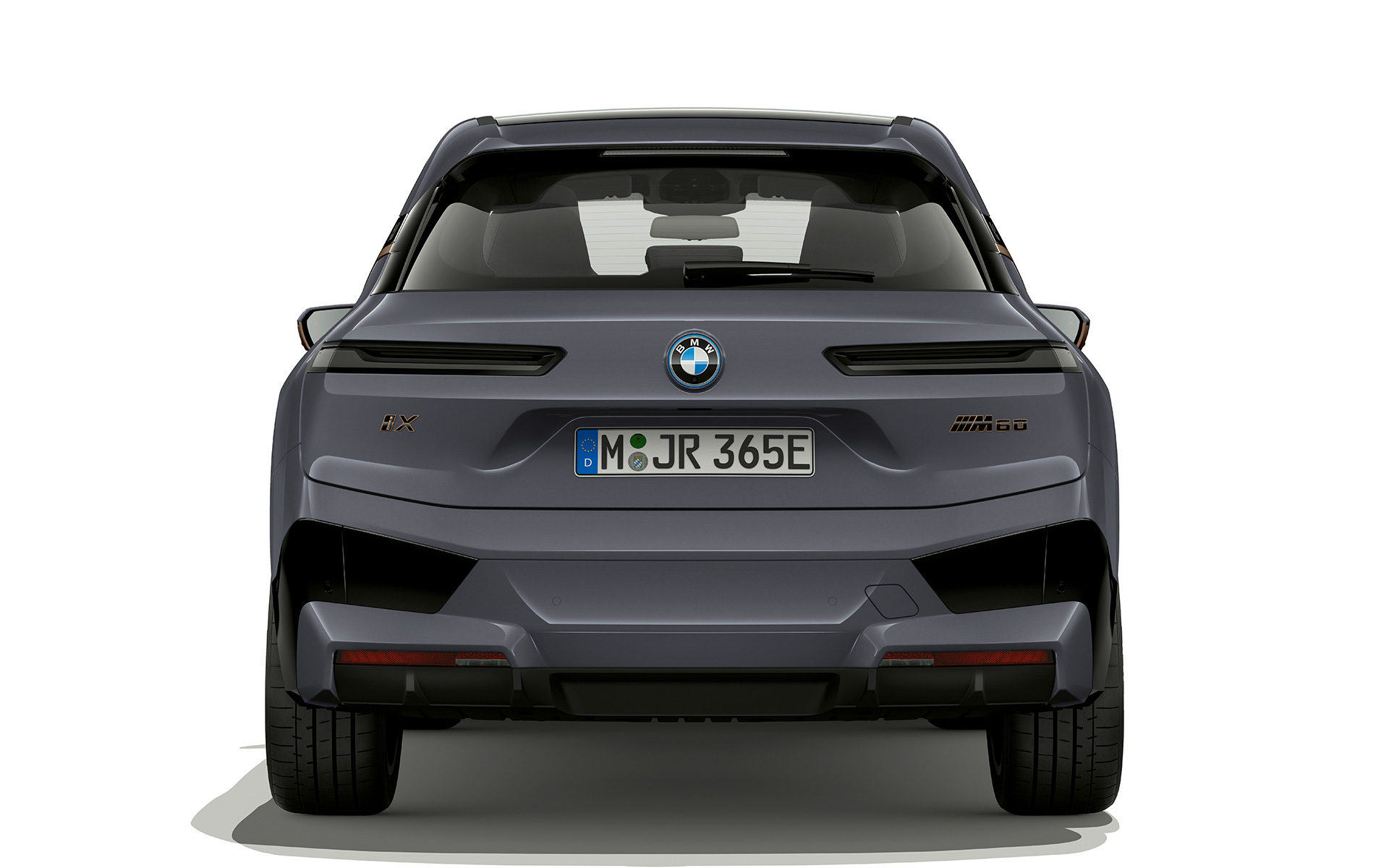 Éclairage M Shadow Line BMW iX M60 i20 2022 SUV électrique voiture électrique BMW Individual Storm Bay metallic vue arrière BMW iX M60 i20 2022 SUV électrique BMW Individual Storm Bay metallic, vue arrière des feux M Shadow Line