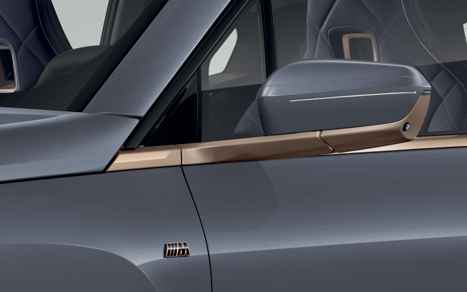BMW Individual Exterieur Line Titanbronze Rétroviseur extérieur BMW iX M60 i20 2022 SUV électrique BMW Individual Storm Bay metallic BMW iX M60 i20 2022 SUV électrique voiture électrique BMW Individual Storm Bay metallic BMW Individual Line Titanbronze Rétroviseurs extérieurs