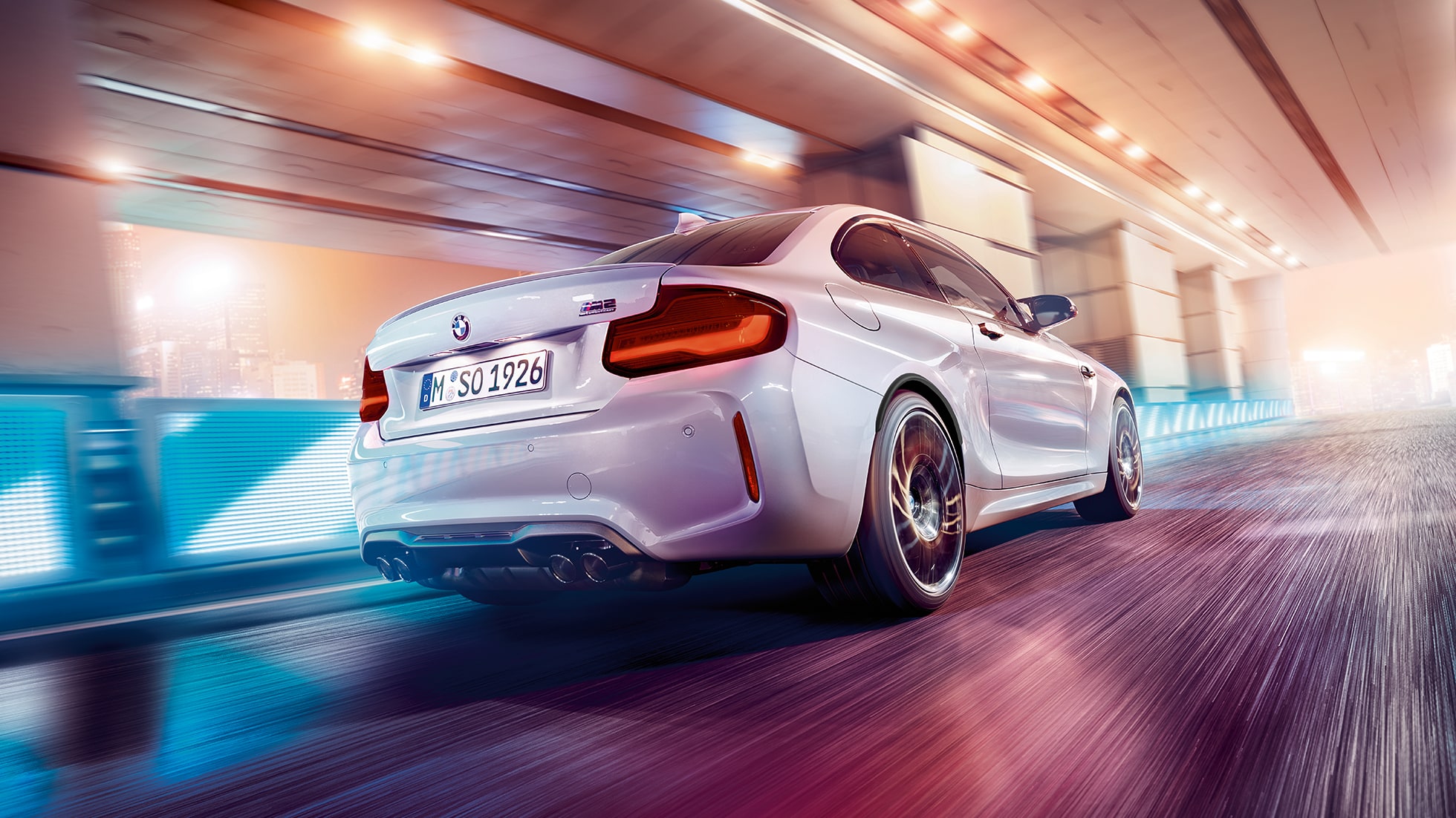 Design de la poupe BMW M2 Competition F87 Design de la poupe BMW M2 Competition F87 2018 Hockenheim Silber metallic vue de trois quarts arrière