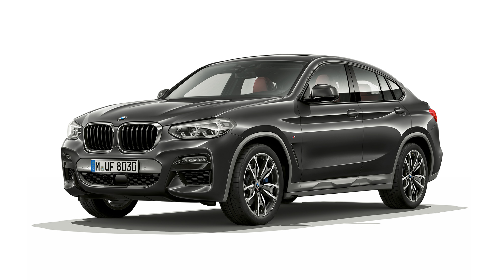 BMW X4 Modèle M Sport X vue de trois quarts avant BMW X4 xDrive30i Modèle M Sport X G02 2018 en Sophistograu Brillanteffekt vue de trois quarts avant