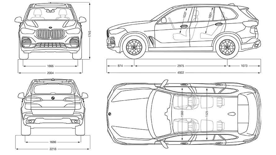 Tracé BMW X5 dimensions Tracé BMW X5 dimensions