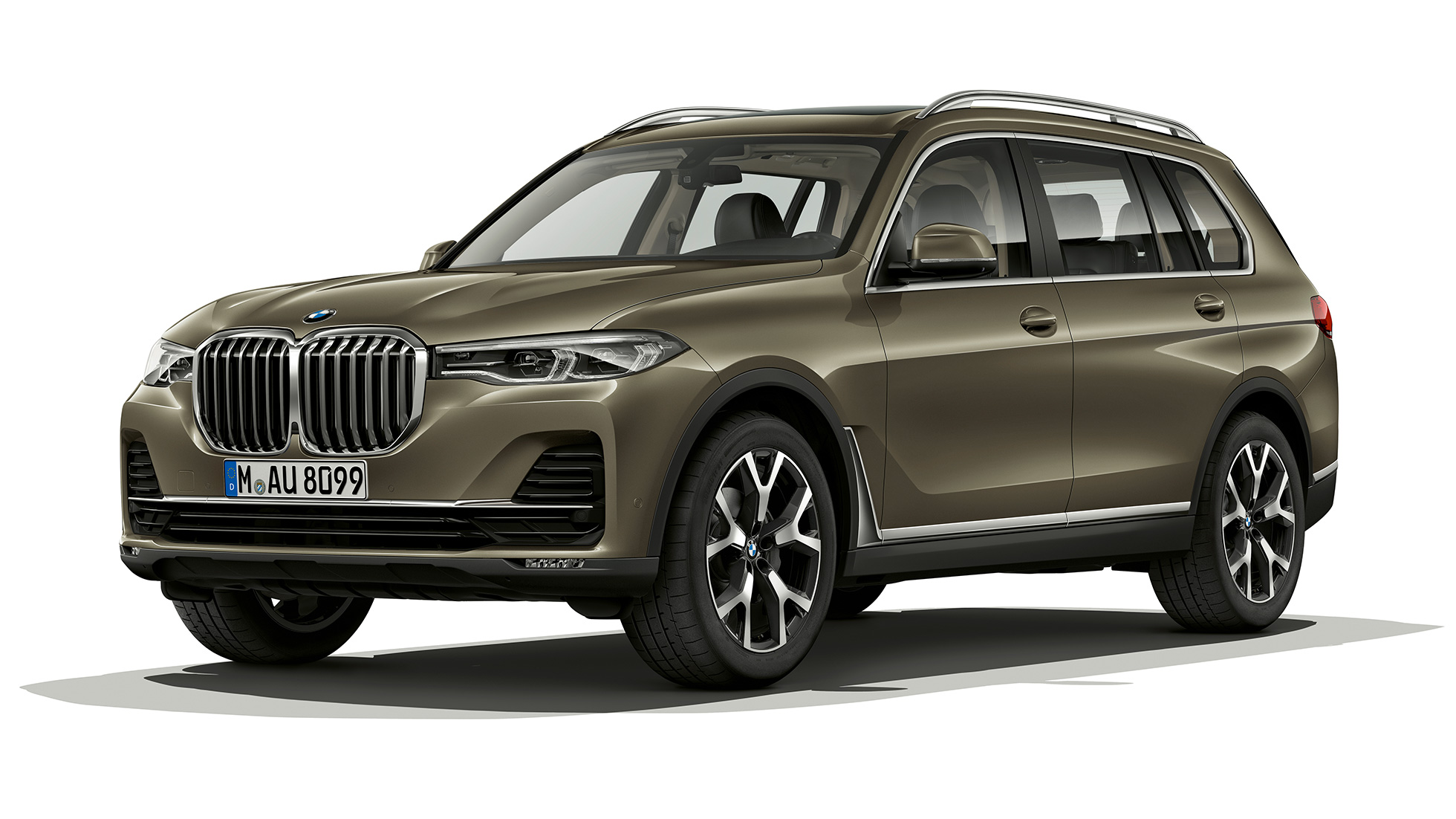 BMW X7 Vue en studio, de trois quarts avant de la BMW X7 en Vermontbronze
