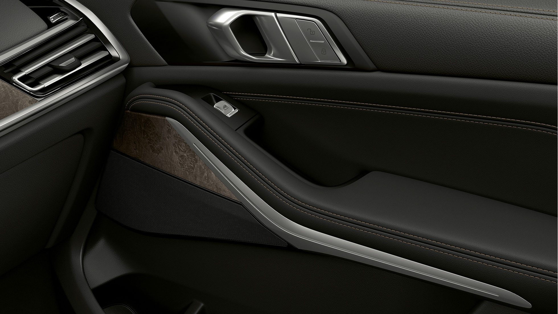 BMW X7, face intérieure de portière Gros plan de face intérieure de portière de la BMW X7